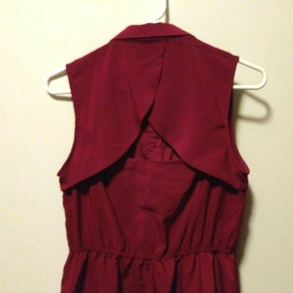 Anthropologie Olive & Oak cocktail Dress Studded collar Burgundy keyhole back - Picture 7 of 9